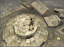 W pewnym momencie dojdziesz do zamkniętych wrót, które otworzysz stając na ozdobnej, leżącej tuż przed nimi płycie - 06. Świątynia św. Franciszka (5) | Grecja w Tomb Raider Anniversary - Tomb Raider: Anniversary - poradnik do gry