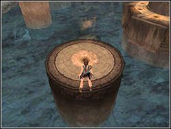 Wróć na brzeg i z pomostu z wyrzeźbioną płytą wybij się na wprost na niewysoką, okrągłą kolumnę - 08. Pałac Midasa (3) | Grecja w Tomb Raider Anniversary - Tomb Raider: Anniversary - poradnik do gry