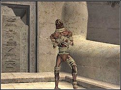 Natkniesz się na dwa dziwne, zmumifikowane stwory z głowami kotów - 10. Świątynia Khamoon (1) | Egipt w Tomb Raider Anniversary - Tomb Raider: Anniversary - poradnik do gry