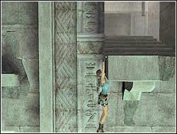 Przeskocz z występu na sąsiada po lewej, przesuń się na jego koniec i wybij do tyłu na ruchomą platformę - 10. Świątynia Khamoon (2) | Egipt w Tomb Raider Anniversary - Tomb Raider: Anniversary - poradnik do gry