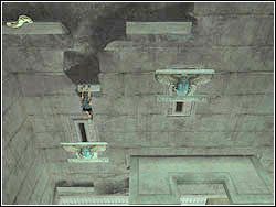 Po wylądowaniu na platformie, zacznie ona natychmiast wsuwać się w ścianę, dlatego błyskawicznie, w dwóch susach przemknij po niej i skocz na mechanizm ze skarabeuszem po lewej - 10. Świątynia Khamoon (3) | Egipt w Tomb Raider Anniversary - Tomb Raider: Anniversary - poradnik do gry