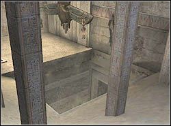 Gdy dotrzesz ponownie do zarwanego miejsca, przeskocz je po prostu, łapiąc się drugiej części występu - 10. Świątynia Khamoon (4) | Egipt w Tomb Raider Anniversary - Tomb Raider: Anniversary - poradnik do gry