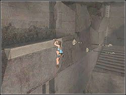 Ze szczytu drabiny wybij się w prawo na występ, przejdź nim do końca - 12. Sanktuarium Dziecięcia (1) | Egipt w Tomb Raider Anniversary - Tomb Raider: Anniversary - poradnik do gry