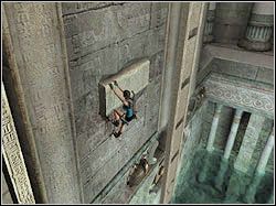 Wskocz do wody, dopłyń do platformy z ciemnym odłamkiem bloku, wyjdź na brzeg - 12. Sanktuarium Dziecięcia (3) | Egipt w Tomb Raider Anniversary - Tomb Raider: Anniversary - poradnik do gry