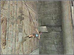 Idź w lewo, podejdź do ściany, po czym zlokalizuj nad głową obręcz - 12. Sanktuarium Dziecięcia (część 4) | Egipt w Tomb Raider Anniversary - Tomb Raider: Anniversary - poradnik do gry