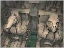 Wskocz na półkę nad skarabeuszami i przełącz dźwignię w ścianie - podniesie się poziom wody w sali - 12. Sanktuarium Dziecięcia (część 4) | Egipt w Tomb Raider Anniversary - Tomb Raider: Anniversary - poradnik do gry