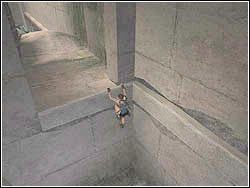 Wskocz na mechanizm ze skarabeuszem po prawej i zanim opadniesz z nim w dół, wybij się do tyłu na dwa drążki - 12. Sanktuarium Dziecięcia (5) | Egipt w Tomb Raider Anniversary - Tomb Raider: Anniversary - poradnik do gry