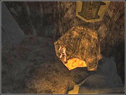 Omijając dziurę w posadzce z lawą przeskocz na umiejscowioną za nią płaskorzeźbę - 15. Ostateczne starcie (2) | Zaginione Miasto w Tomb Raider Anniversary - Tomb Raider: Anniversary - poradnik do gry