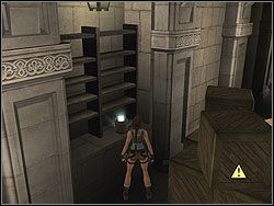 Zejdź po schodach i wejdź w nie opuszczając bibliotekę - Posiadłość Croftów (1) | Trening w Tomb Raider Anniversary - Tomb Raider: Anniversary - poradnik do gry