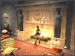 Podejdź teraz do kominka i zalej ognisko wodą z wiadra - Posiadłość Croftów (5) | Trening w Tomb Raider Anniversary - Tomb Raider: Anniversary - poradnik do gry
