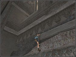 Kiedy ostrze ponownie się do ciebie zbliży, puść się krawędzi i opadając sięgnij innego występu poniżej - Poziom 11. Obelisk Khamoon (1) | Sekrety w Tomb Raider Anniversary - Tomb Raider: Anniversary - poradnik do gry