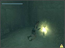 Kiedy przełączysz ostatni z mechanizmów ze złotym uchem i poziom wody w komnacie podniesie się na maksymalną wysokość, popłyń do odblokowanej na początku kraty obok głowy prawego posągu - Poziom 12. Sanktuarium Dziecięcia | Sekrety w Tomb Raider Anniversary - Tomb Raider: Anniversary - poradnik do gry