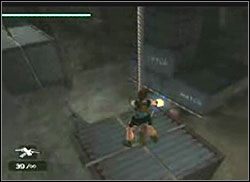 Z drugiego z występów wybij się do tyłu na linę z podwieszoną skrzynią - Poziom 13. Kopalnie Natli (2) | Sekrety w Tomb Raider Anniversary - Tomb Raider: Anniversary - poradnik do gry