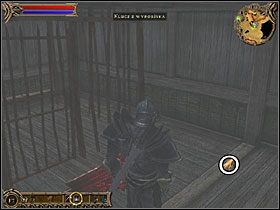 Zanim się zdecydujesz z nim walczyć, odwiedź jeszcze dziewczynę w pobliskim areszcie - Obozowisko Karga | Questy w Two Worlds - Two Worlds - poradnik do gry