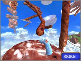 Pieczonymi kiełbaskami pnij się w górę. - Dream Worlds - Sausage Shenanigan | Single-Player Minigames | Ratatuj - Ratatuj - poradnik do gry