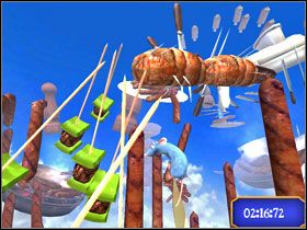 Udaj się na górę po patyczkach z szaszłyków. - Dream Worlds - Sausage Shenanigan | Single-Player Minigames | Ratatuj - Ratatuj - poradnik do gry