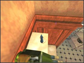 Przejdź do pierwszego szerszego fragmentu listwy, a następnie przeskocz na znajdującą się obok szafeczkę z winami #1 - Little Chef - Big Kitchen (2) | Solucja Ratatuj - Ratatuj - poradnik do gry