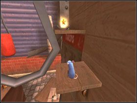 Idź prosto, po czym zjedź w dół po kawałku metalu w kształcie zjeżdżalni - The City Market (1) | Solucja Ratatuj - Ratatuj - poradnik do gry