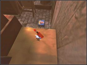 Wyjdź z wystawy i wskocz na worki, z których wskoczysz wyżej na stół gdzie czeka na ciebie kolejna paczka z gwiazdkami - The City Market (2) | Solucja Ratatuj - Ratatuj - poradnik do gry