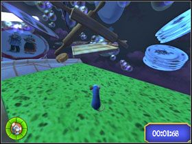 Zaczynasz na gąbce. Idź w kierunku deski z wałkami. - Dream Worlds - Kitchen Chaos | Single-Player Minigames | Ratatuj - Ratatuj - poradnik do gry