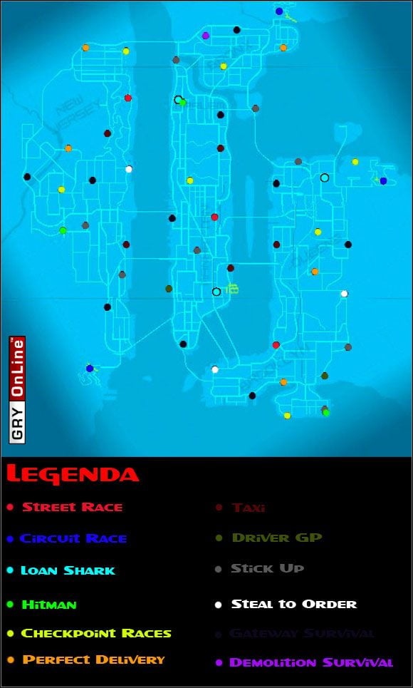 1 - Misje poboczne - mapa | Driver Parallel Lines - Driver: Parallel Lines - poradnik do gry