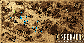 Jest to tutorial mający na celu zapoznanie nas ze sterowaniem oraz najważniejszymi zasadami rozgrywki (będzie ich więcej, ten dotyczy samego Johna Coopera) - Poradnik do gry - 01 - An Old Friend | Desperados Wanted Dead or Alive - Desperados: Wanted Dead or Alive - poradnik do gry