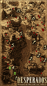 Wybierz Johna a resztę drużyny schowaj za skałą (do cienia) [PUNKT 1 NA MAPIE] - 11 - Ambush at Snake Pass | Desperados Wanted Dead or Alive - Desperados: Wanted Dead or Alive - poradnik do gry