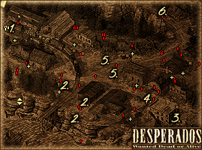 Misję zaczynamy w płd-zach części planszy [PUNKT 1 NA MAPIE] - 22 - Showdown in Deadstone | Desperados Wanted Dead or Alive - Desperados: Wanted Dead or Alive - poradnik do gry