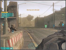 Czołg powinien wkrótce dotrzeć do znajdującego się niedaleko niewielkiego placu (#1) - Misja druga - Joining forces (2a) | Akt drugi - Tom Clancys Ghost Recon: Advanced Warfighter 2 - poradnik do gry