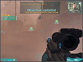 Chwilowo radziłbym schować (czy raczej - ukryć z pola widzenia ;-)) swoją drużynę, na przykład w pomieszczeniu znajdującym się po prawej stronie (#1) - Misja pierwsza - Attack on multiple axes (1) | Akt trzeci - Tom Clancys Ghost Recon: Advanced Warfighter 2 - poradnik do gry