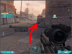 Oczywiście nie będziesz mógł wbiec na plac, gdyż byłoby to równoznaczne z natychmiastową śmiercią sterowanej postaci - Misja pierwsza - Attack on multiple axes (1) | Akt trzeci - Tom Clancys Ghost Recon: Advanced Warfighter 2 - poradnik do gry