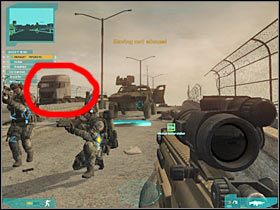 Po dotarciu do przedstawionego na pierwszym screenie miejsca (#1) radziłbym zatrzymać się i przygotować sobie wyrzutnię ZEUS - Misja trzecia - The last stand (2) | Akt trzeci - Tom Clancys Ghost Recon: Advanced Warfighter 2 - poradnik do gry