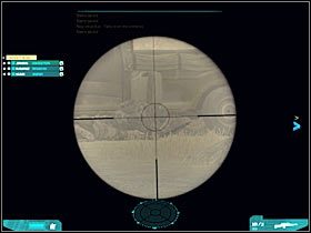 Proponowałbym teraz skierować się maksymalnie na północ i ustawić w ukazanym na screenie miejscu (#1) - Misja druga - Recon in Force (1) | Akt pierwszy - Tom Clancys Ghost Recon: Advanced Warfighter 2 - poradnik do gry