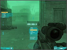 Sam natomiast spróbuj przebiec na drugą stronę, chowając się w ukazanym na screenie miejscu (#1) - Misja trzecia - The price of peace (1) | Akt drugi - Tom Clancys Ghost Recon: Advanced Warfighter 2 - poradnik do gry