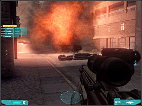 Teraz skierujemy się do jednostki zlokalizowanej najbliżej miejsca, w którym skrywa się dziennikarka - Misja trzecia - The price of peace (1a) | Akt drugi - Tom Clancys Ghost Recon: Advanced Warfighter 2 - poradnik do gry