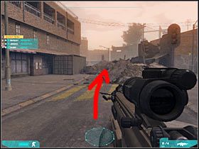 Ustaw się teraz w takim miejscu żeby móc załatwić przeładowującego wyrzutnię rakiet gostka (#1) - Misja pierwsza - Attack on multiple axes (1) cd. | Akt trzeci - Tom Clancys Ghost Recon: Advanced Warfighter 2 - poradnik do gry