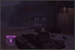 Wjedź do środka i zatrzymaj maszynę w miejscu, które wskazałem na obrazku - 9. Quarantine Zone - Halo 2 - PC - poradnik do gry