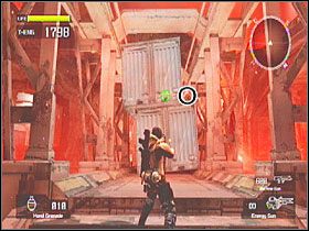 Na moście nad rzeką lawy w następnej sekcji (tej, w której możesz zgarnąć Homing Laser, patrz solucja) - Misja 8 - Tarcze | Tarcze w Lost Planet Extreme Condition - Lost Planet: Extreme Condition - PC - poradnik do gry