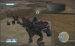 Na dachu jednego z budynków na The Aircraft Depot - A Gathering Force - Ikony | Kampania Deceptikonów | Transformers The Game - Transformers: The Game - poradnik do gry