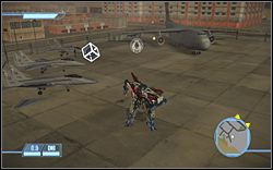 Scavenger: na The Aircraft Depot, w pobliżu trzech myśliwców i większego samolotu - A Gathering Force - Dodatkowe zadania | Kampania Deceptikonów - Transformers: The Game - poradnik do gry