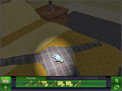 Nie zamykaj jeszcze widoku ukazującego podniesioną przed chwilą koszulę, gdyż będziesz tu musiał wykonać dwie ważne czynności - Pokój hotelowy | Śledztwo 1 | CSI 3 Wymiary Zbrodni - CSI: 3 Wymiary Zbrodni - poradnik do gry