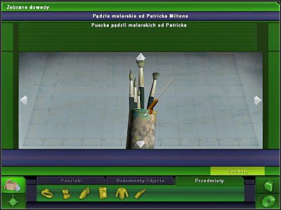 Ponownie będziesz musiał otworzyć podgląd na pędzle artysty - Pracownia artysty | Śledztwo 1 | CSI 3 Wymiary Zbrodni - CSI: 3 Wymiary Zbrodni - poradnik do gry