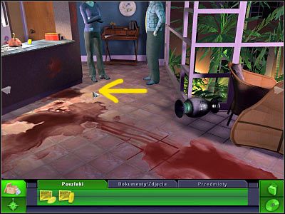 Obróć teraz widok maksymalnie w lewo, klikając na znajdującym się w dolnej części ekranu stole (screen) - Mieszkanie ofiary: Miejsce zbrodni, (1) | Śledztwo 3 | CSI 3 Wymiary Zbrodni - CSI: 3 Wymiary Zbrodni - poradnik do gry