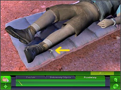 Kliknij na lewej dłoni denata - Obozowisko na pustyni: Miejsce zbrodni, (1) | Śledztwo 4 | CSI 3 Wymiary Zbrodni - CSI: 3 Wymiary Zbrodni - poradnik do gry