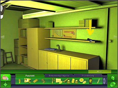 Dokonaj teraz zbliżenia na znajdujące się po lewej stronie puste półki, a następnie w przedstawionym na screenie nieoświetlonym miejscu - Posiadłość Emily #3 | Śledztwo 4 | CSI 3 Wymiary Zbrodni - CSI: 3 Wymiary Zbrodni - poradnik do gry