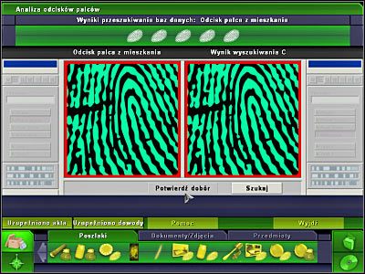 Teraz skorzystajmy z opcji, dzięki której możliwe jest badanie odcisków butów - Laboratorium #6, Biuro Brassa #6, Laboratorium #7 | Śledztwo 4 - CSI: 3 Wymiary Zbrodni - poradnik do gry
