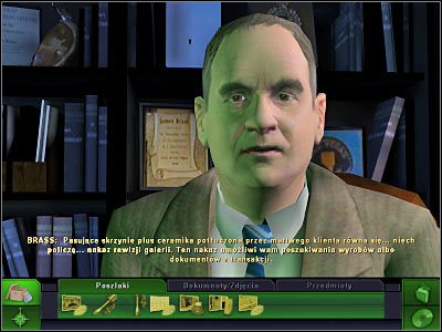 Po dotarciu na miejsce zignoruj komentarz Ackermana, gdyż nie będzie on w stanie przeszkodzić ci w dokonaniu rewizji biura galerii sztuki - Mieszkanie Carrie, Laboratorium #3, Biuro Brassa #3, Biuro galerii #2 | Śledztwo 5 - CSI: 3 Wymiary Zbrodni - poradnik do gry