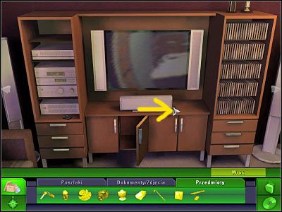 Na sam koniec będziesz musiał zbadać wnękę znajdującą się poniżej sprzętu hi-fi (na lewo od telewizora) - Mieszkanie Michaela #3, Laboratorium #6 | Śledztwo 5 | CSI 3 Wymiary Zbrodni - CSI: 3 Wymiary Zbrodni - poradnik do gry