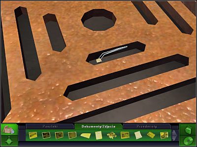 Teraz powinieneś zwrócić uwagę na znajdujące się po prawej stronie szare ślady - Biuro Brassa #6, Magazyn, Laboratorium #7 | Śledztwo 5 | CSI 3 Wymiary Zbrodni - CSI: 3 Wymiary Zbrodni - poradnik do gry