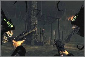 #87 - Nad wejściem do zastawionego dzwonem korytarza znajduje się niewielka platforma, na którą można wejść za pomocą macki - Materiały bonusowe - cz. 4 | The Darkness - The Darkness - poradnik do gry